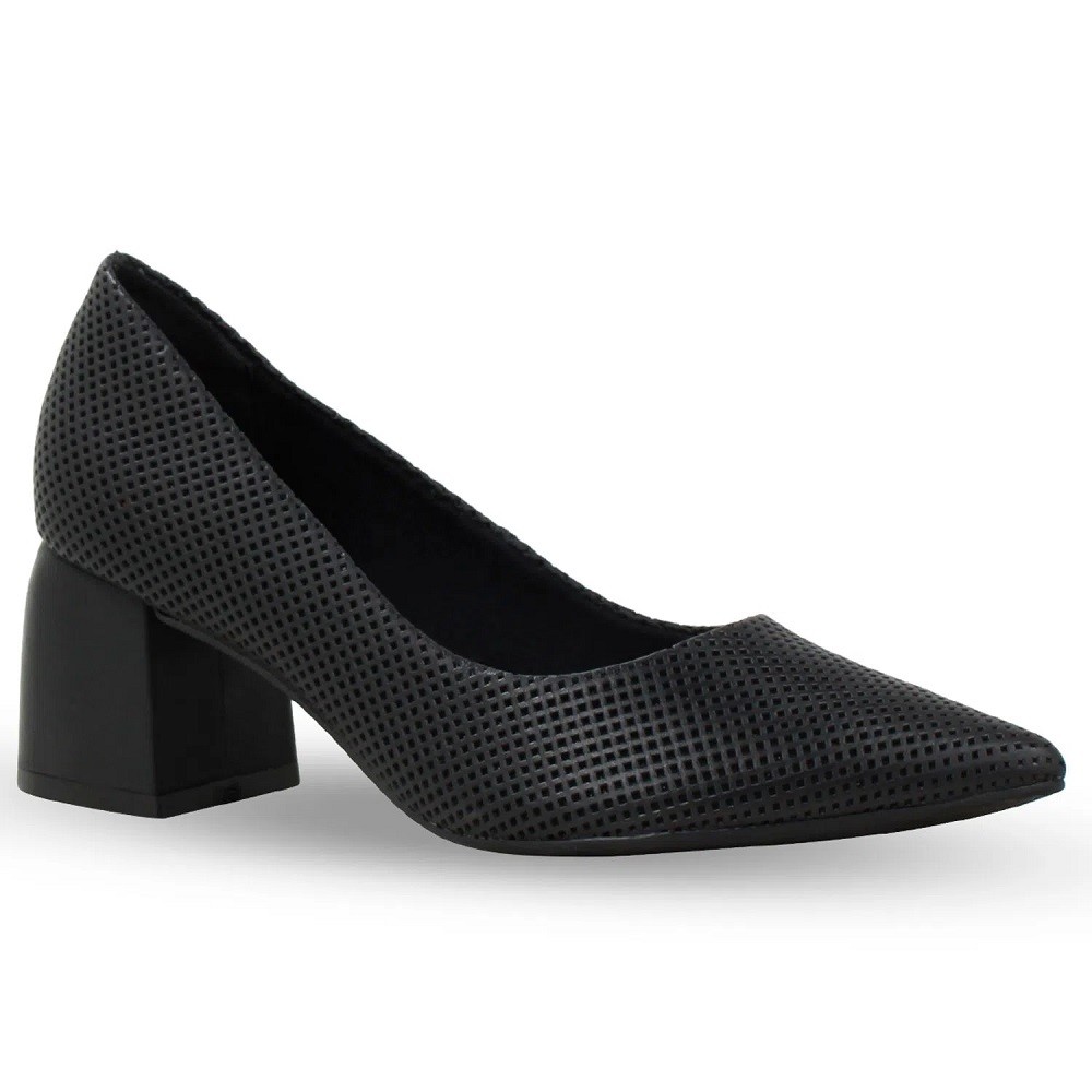 Sapato Scarpin Fem Bottero Couro Diamond Preto 348801-1