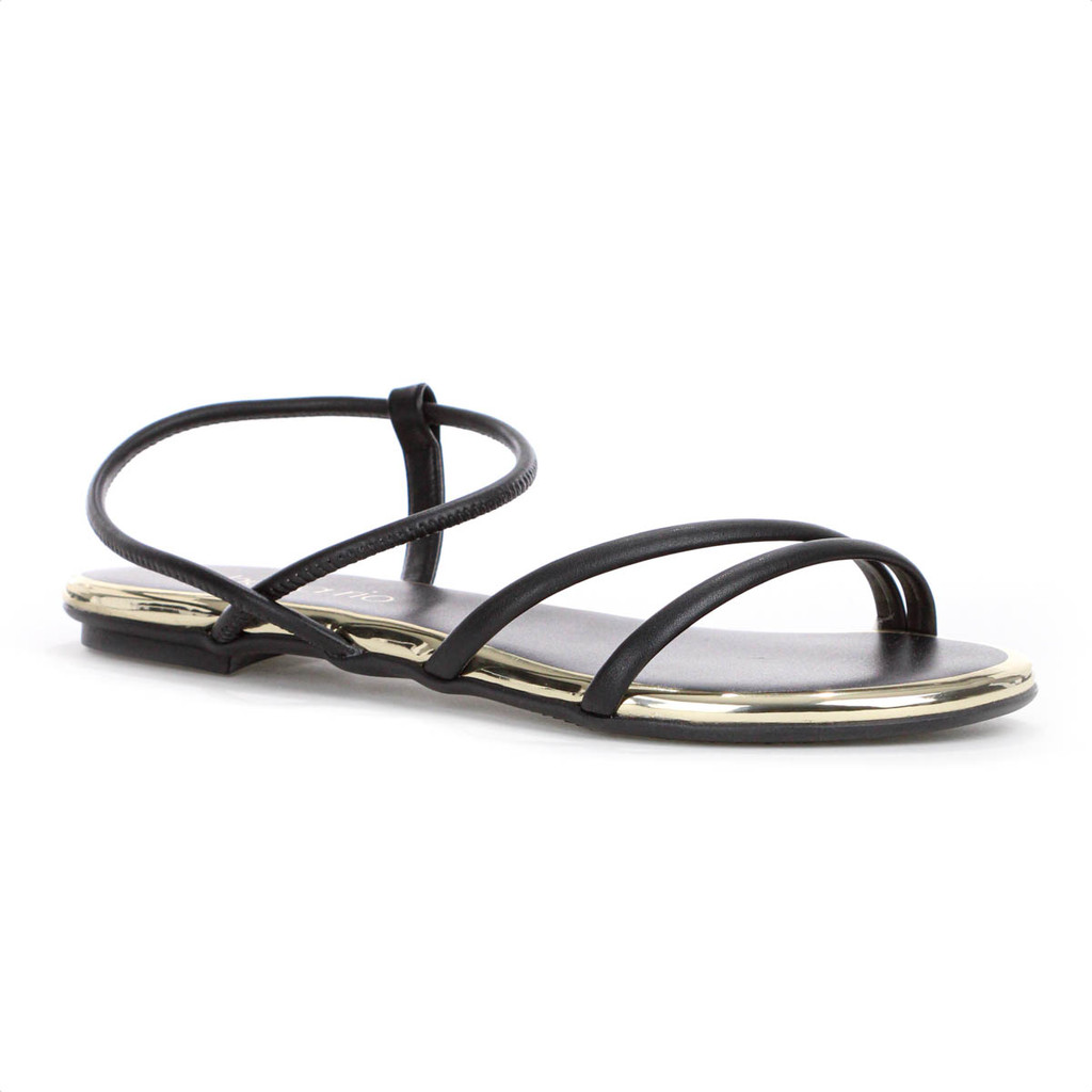Sandália Beira Rio Elástico Tira Pronta Preto e Dourado - Feminino em Oferta na Shopee