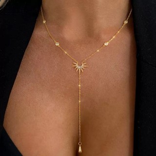 Colar Dourado Para Mulheres Banhado A Ouro Em Camadas Forma De Y Pingente Pendurado Colares Seu Presente De Joias