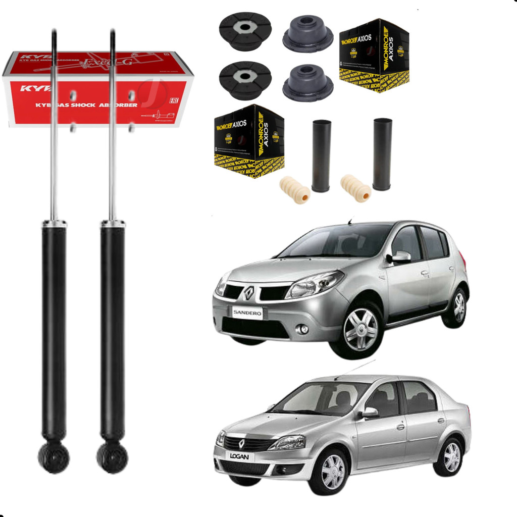 Amortecedor Sandero Logan KYB + Coxim Batente Axios Traseiro