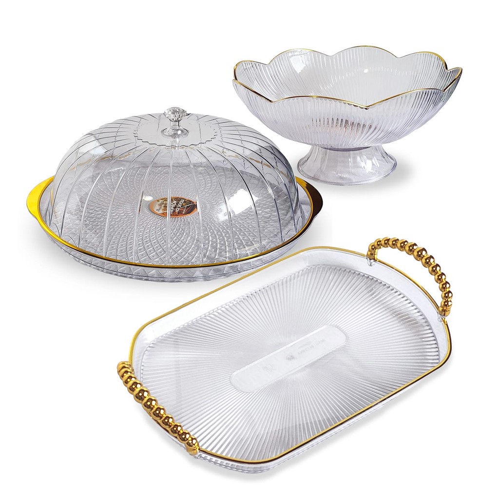 KIT DE COZINHA BOLEIRA BANDEJA E FRUTEIRA EM PLASTICO POLIPROPILENO MÉDIA