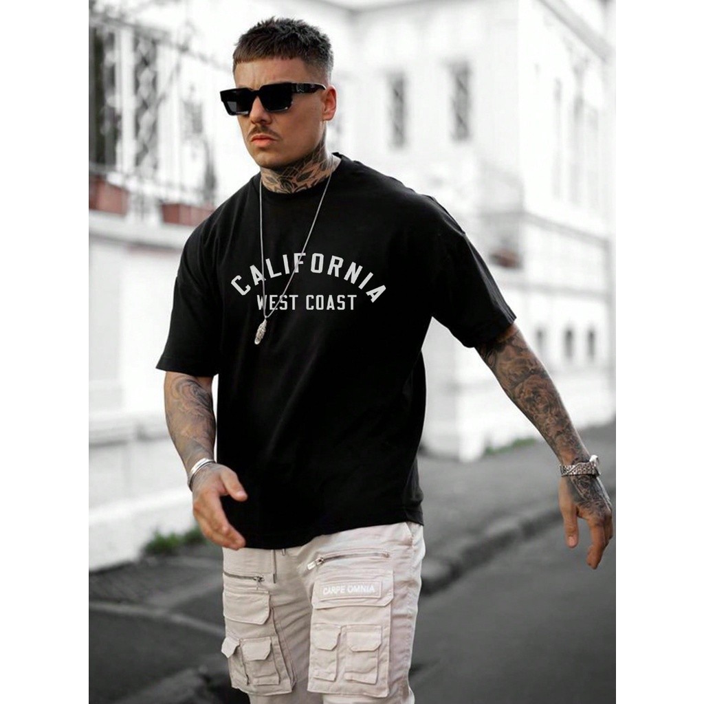 [Camiseta Premium em Algodão Puro]GXG Camiseta Larga California Streetwar Musculação Academia Bodybuilder Oversized Trei