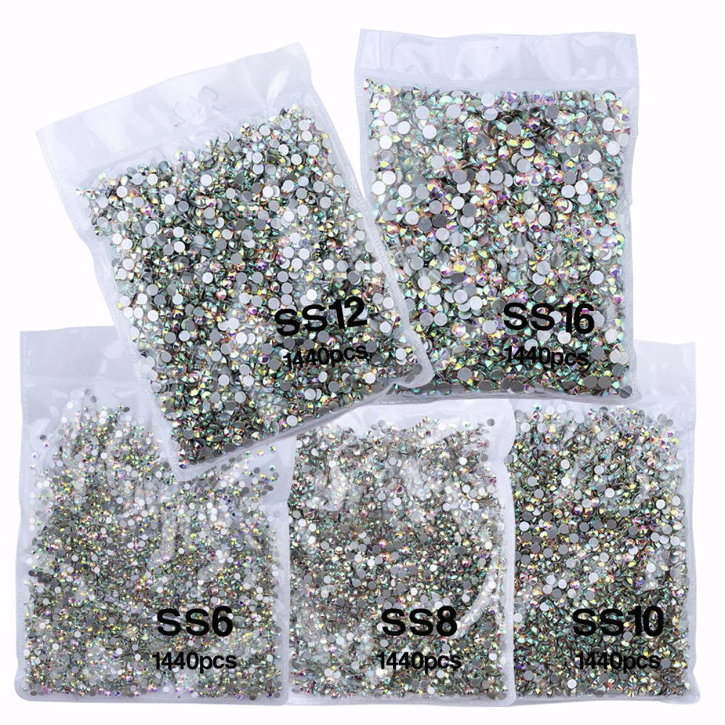 Strass Cristal Furta Cor Prata Branco Transparente Unhas e Artesanato Pacote com 1440 unidades