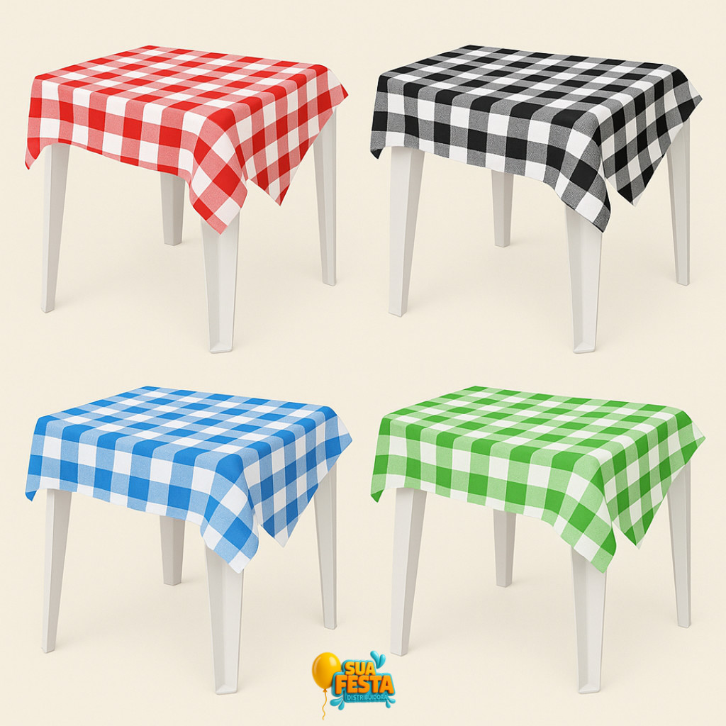 10, 30 e 50 Unidades de Toalhas De Mesa Metalizada Xadrez Festa Junina 78x78cm Arraiá