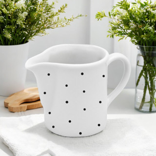 Leiteira Jarra de Porcelana Branca 350ml Poá Preto em Oferta na Shopee