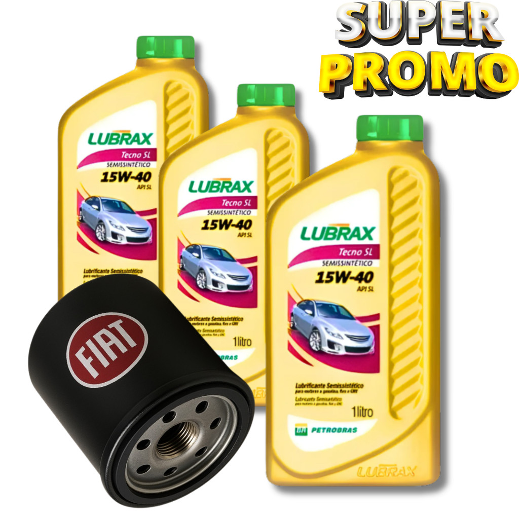 KIT TROCA DE ÓLEO 15W40 LUBRAX + FILTRO (MOTOR FIRE)