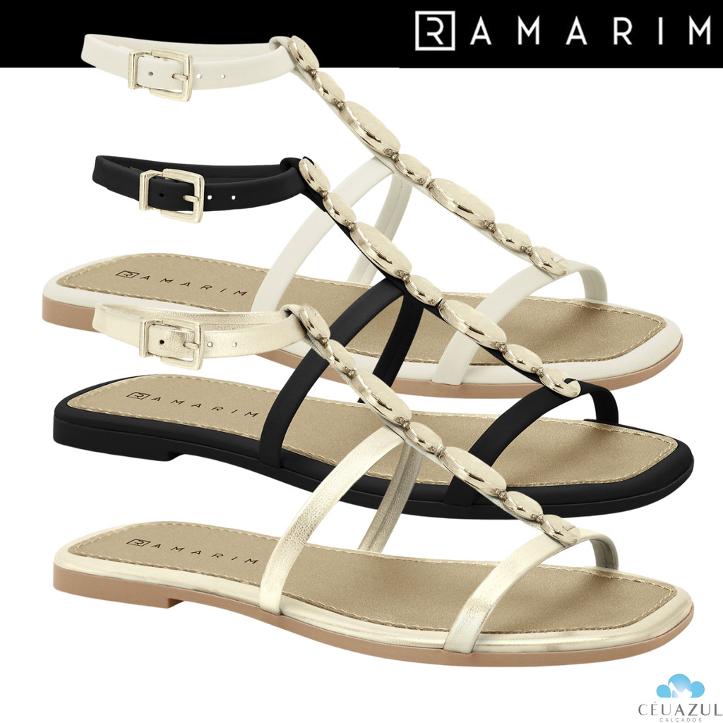 Rasteira Feminina Ramarim Detalhe Metalizada Confortável Elegante em Oferta na Shopee