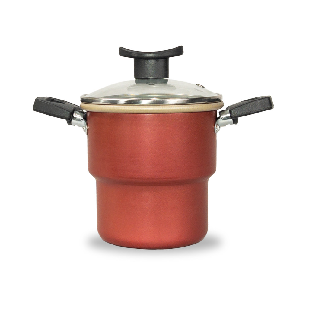 Cuscuzeiro Teflon Antiaderente Tampa de Vidro 16cm