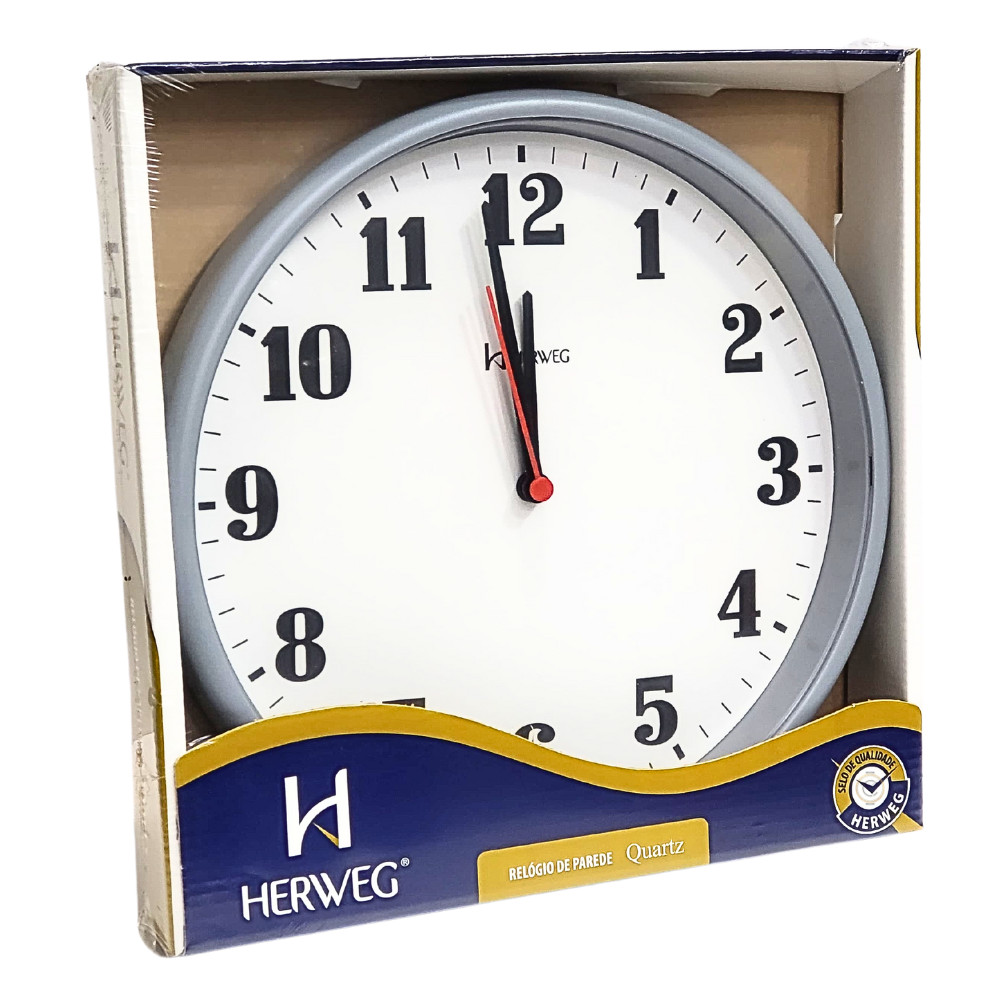 Relógio de Parede Herweg Quartz Analógico Redondo Cinza 6126 - 024 em Oferta na Shopee