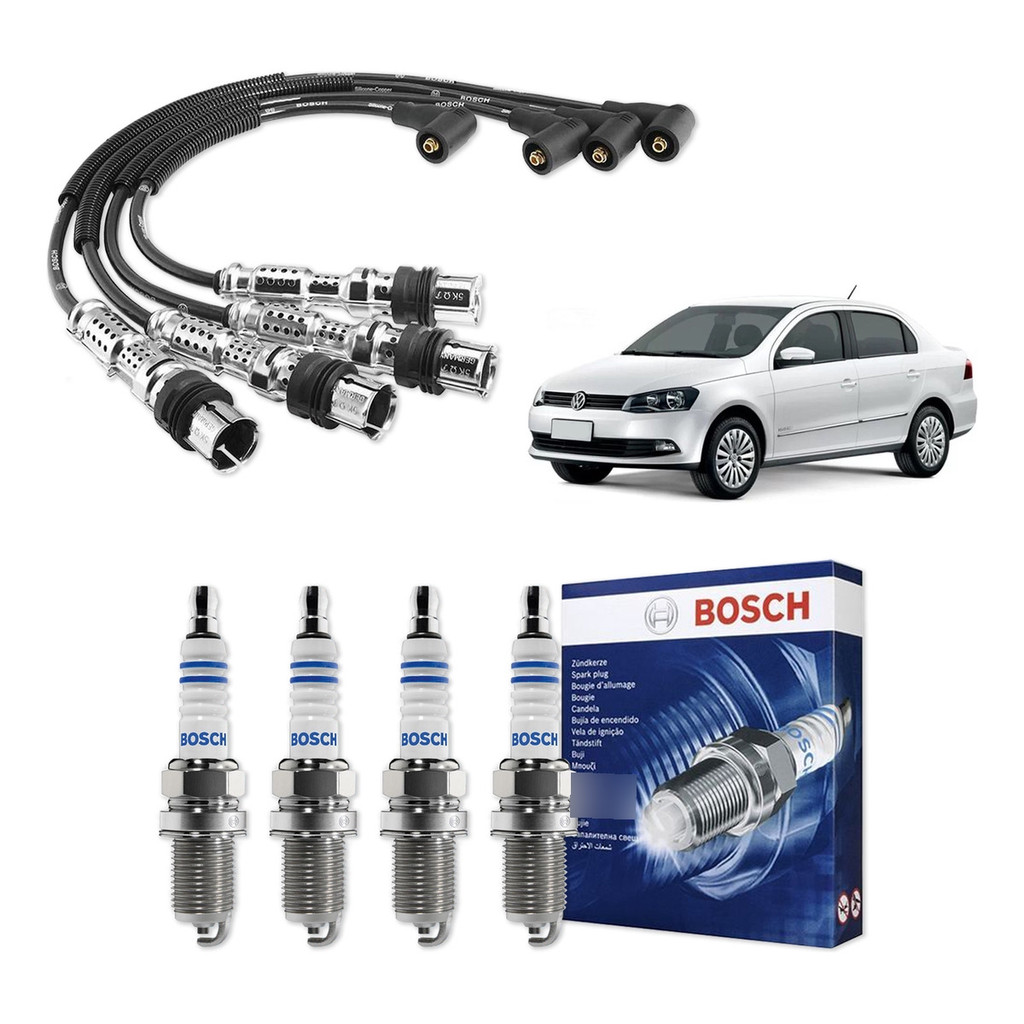 Kit Cabo E Vela de Ignição Original Bosch Volkswagen Voyage 1.6 8V I-Motion Flex 2012 A 2018