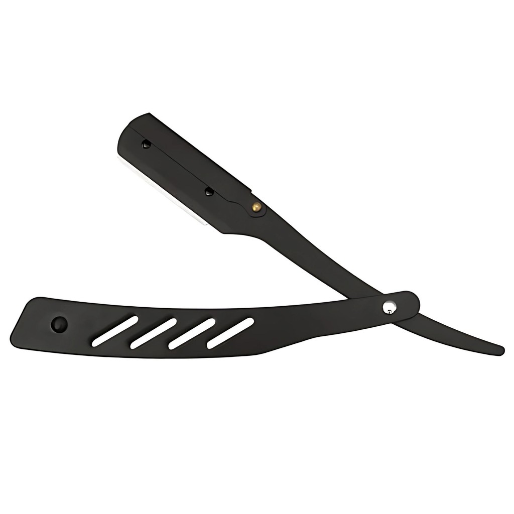Navalha Navalhete De Barbear Personalizado Aço Inox C/ 2 Travas Preto