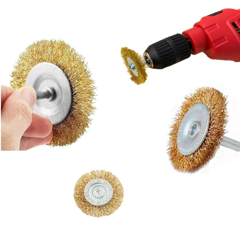 Escova de aço circular para furadeira de 65 mm Universal com haste em Oferta na Shopee