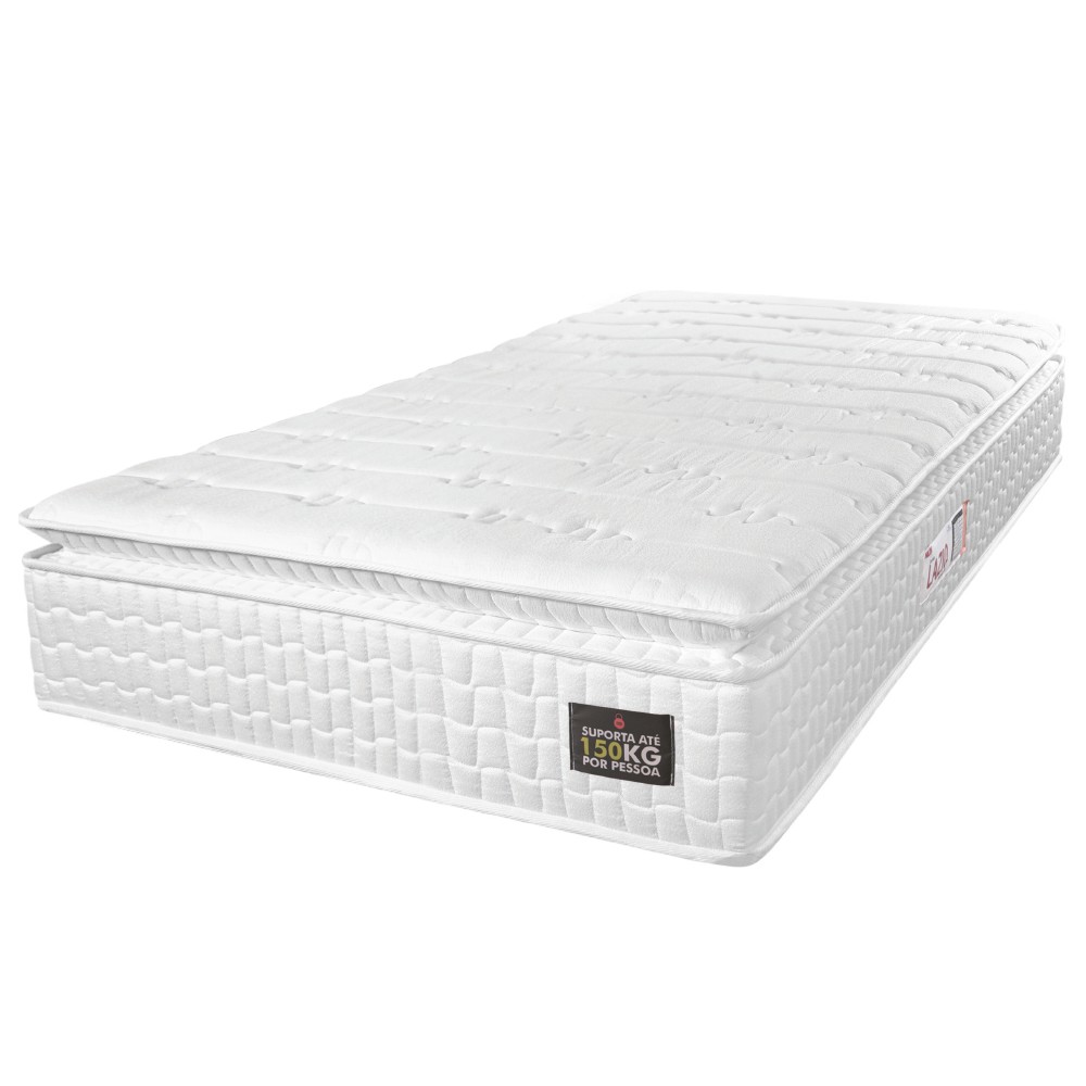 Colchão Solteiro Espuma D45 Lazio Pillow Top 88x188x24cm Branco Hellen-Suporta Até 150 Kg Por Pessoa em Oferta na Shopee