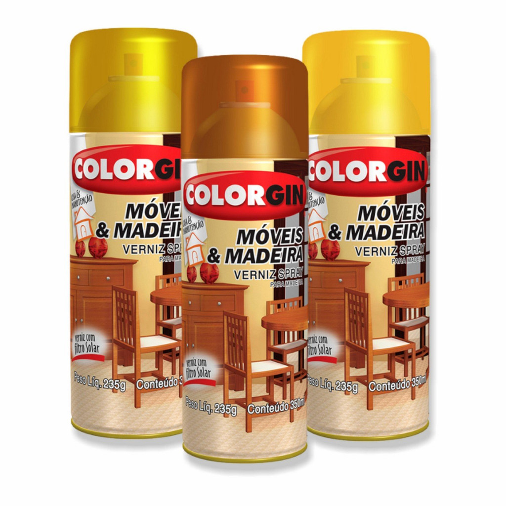 VERNIZ SPRAY MÓVEIS E MADEIRA COLORGIN 350ML VÁRIAS CORES - Home & Living