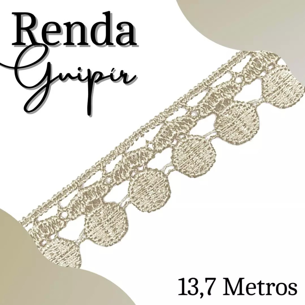 Renda Guipir CHL-005 - 2.0 Cm - Rolo C/13.7 Mts Cor:Bege