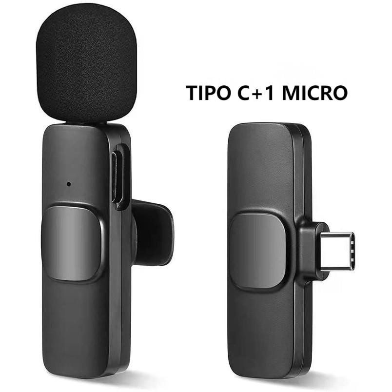 Microfone de Lapela Sem Fio K9 Vlog Compatível iPhone e Tipo C