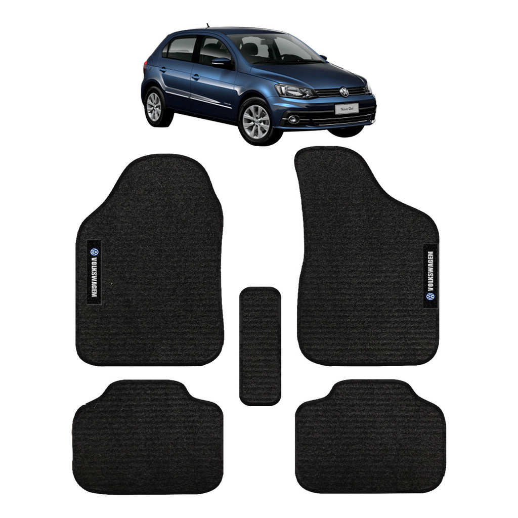 Kit de tapetes 5 peças específico Gol 2017 18 ... 21 2022 Carpete Preto