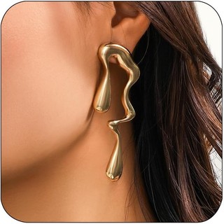 brincos de aço inoxidável com design irregular para mulheres, brincos minimalistas, brincos femininos com design marcant