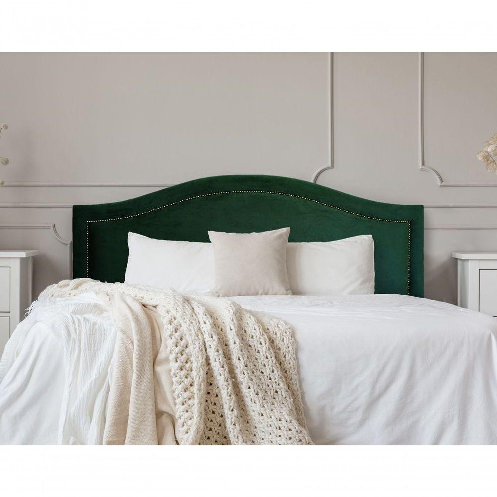 Cabeceira King Curva Luxo 193x60 Veludo Verde - Tachas Fumê - Home & Living