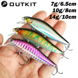 OUTKIT 1 Pçs Isca De Pesca Minnow 7g10g Afundando Artificial 3D Olhos Plástico Wobblers Enfrentar Sistema Magnético De F