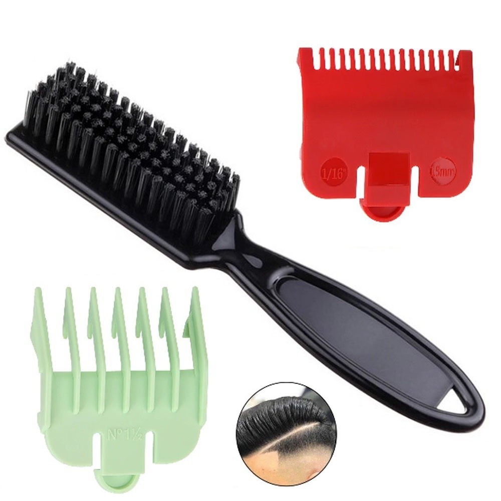 Escova Escovinha De Disfarce Degrade Barbeiro Tipo Annie + Kit Pentes De Disfarce 0.5 E 1.5 Profissional Cabeleireiro