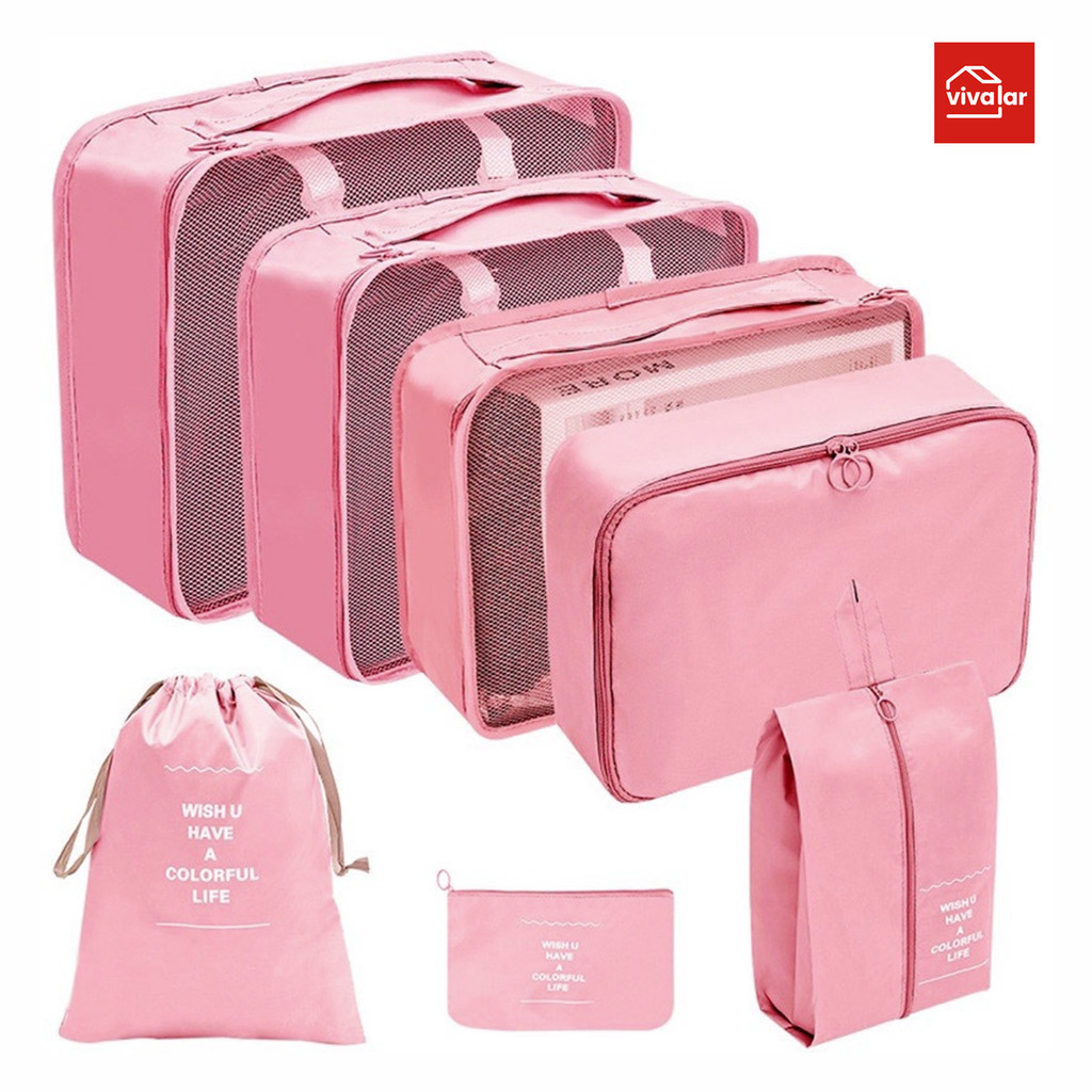 Kit Organizadores de Mala 7 Peças – Bolsa para Roupas e Acessórios de Viagem