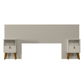 Conjunto Cabeceira Casal em Ripado Laranjeiras 2.4 com 2 Mesas de Cabeceira Búzios Linea Brasil em Oferta na Shopee