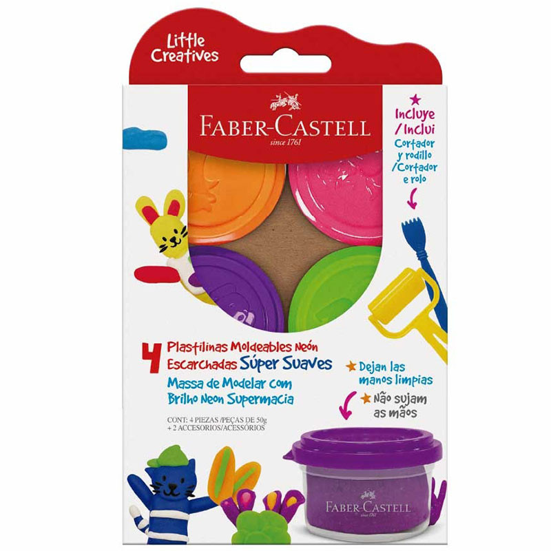Massa de modelar Little Creatives com 4 cores 370845 Faber-Castell em Oferta na Shopee