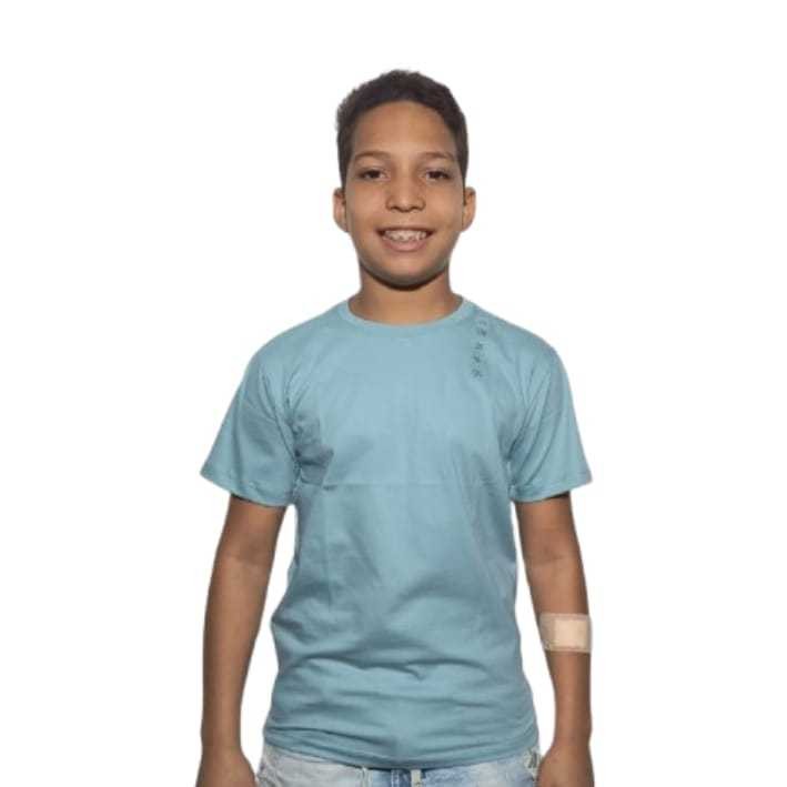 Camiseta Infantil Básica Verde Atlântico 100% Algodão – 1, 2 ou 4 Unidades