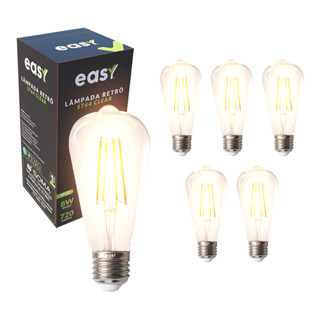 Kit 6 Lâmpadas de Led ST64 Retro Vintage Clear 8w 2400k E27 Bivolt Easy Luz Quente em Oferta na Shopee