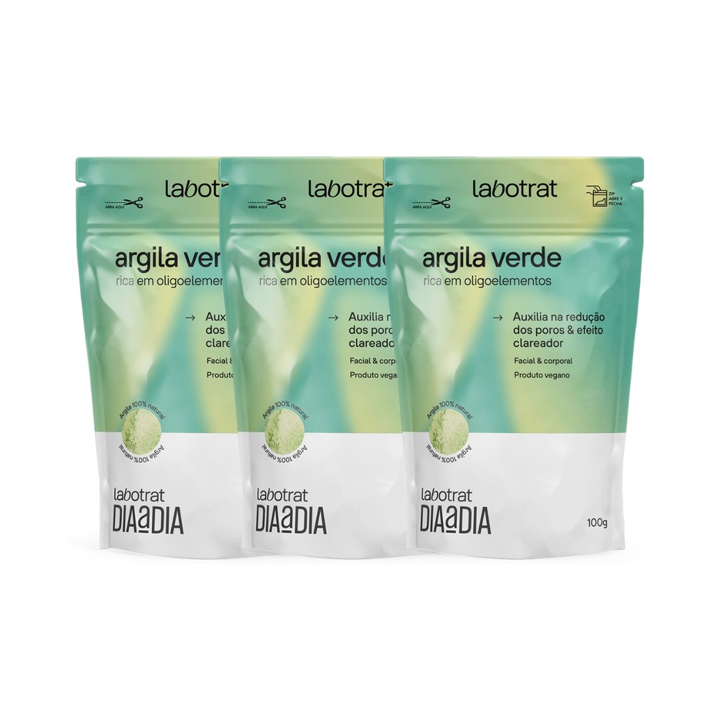 Kit 3 Argilas Verde Pó Clareador Facial Corporal Labotrat em Oferta na Shopee