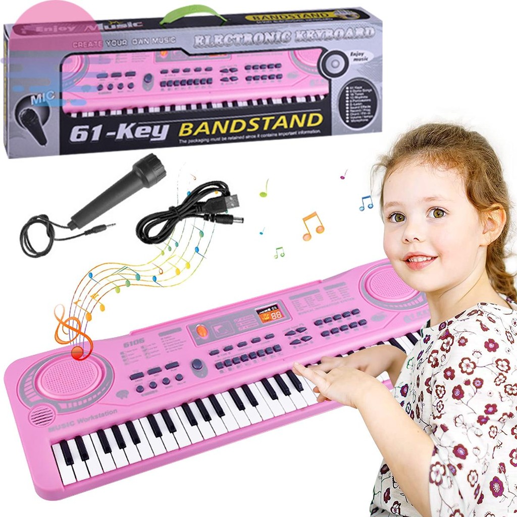 61 Teclas Teclado De Piano Infantil Eletrônico Portátil Com Luz E Microfone SHOPSKC2226