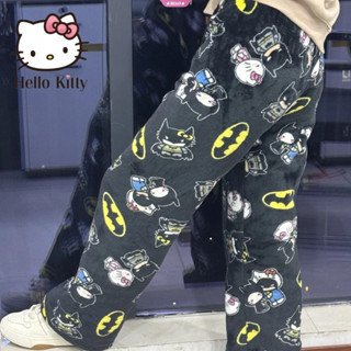 2024 Sanrio Y2k Estilo Outono Olá Kitty Batman Calças De Pijama Dos Desenhos Animados Hip Hop Senhora Quente Casual Pelú em Oferta na Shopee