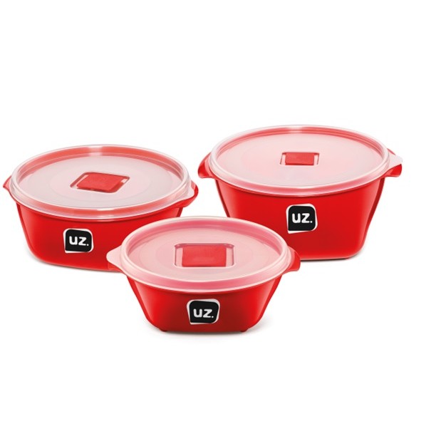 Kit 3 Potes Multiuso Premium Cor Vermelho Sólido - UZ Utilidades UZ1880