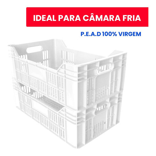 Caixa Bandeja Plástica Vazada Hortifruti Agrícola P/ Açougues Câmara Fria Natural Atóxica em Oferta na Shopee