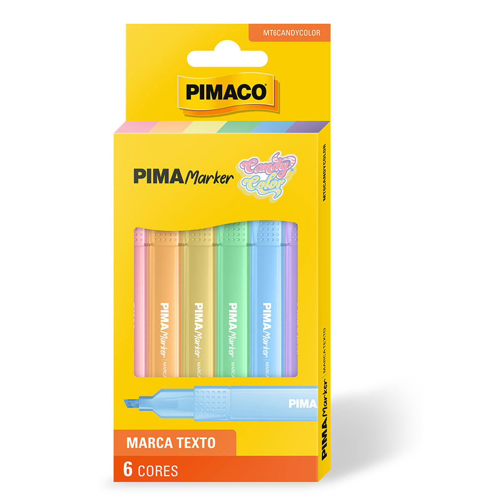Pincel marca texto Pima Marker Candy Color 6 cores Pimaco - Stationery