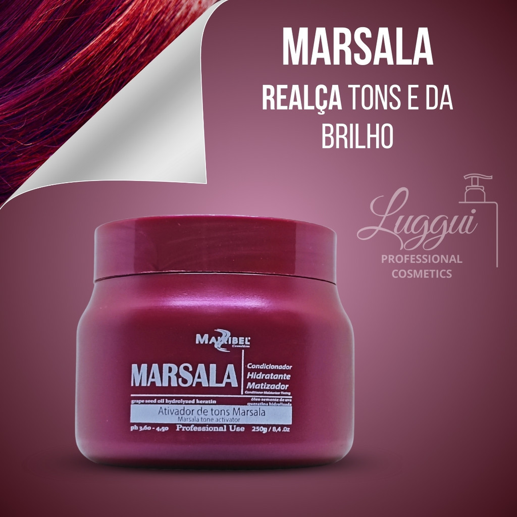 Matizador Marsala Máscara de Cabelos Vermelho Marsala - Mairibel 250g
