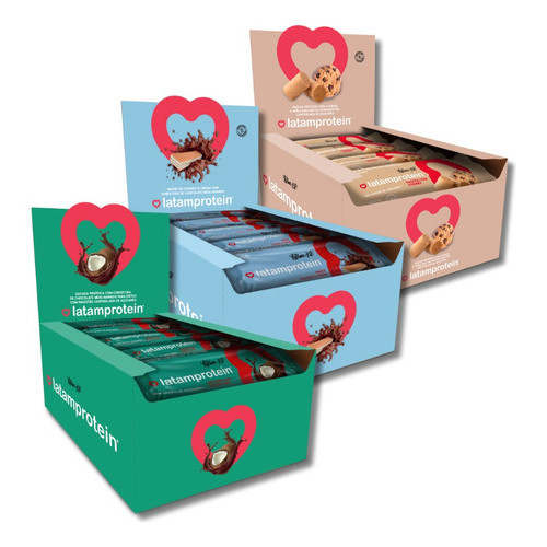 Combo Proteína Latam Fit Cocada, Wafer de Chocolate e Paçoca Com Cookies 12 Unid Cada - 20g