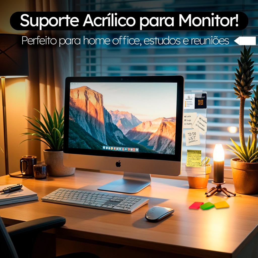 Porta Suporte Agenda Mensagem Acrílico Para Monitor Organizador de Tarefas