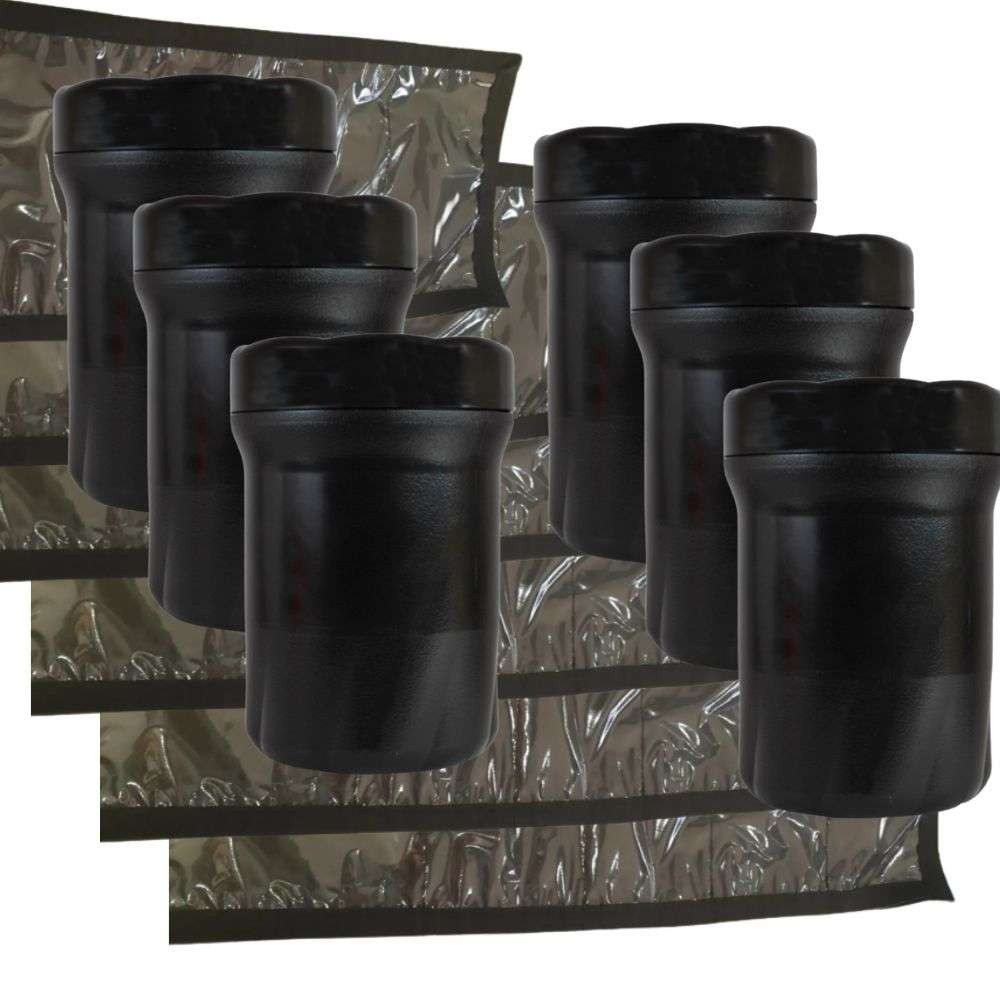 Kit 6 Potes Médios E 6 Organizadores Militar Pretos