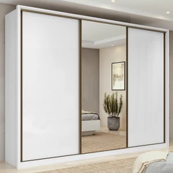 Guarda-Roupa Casal Spazio Glass 3 portas 6 Gavetas Branco