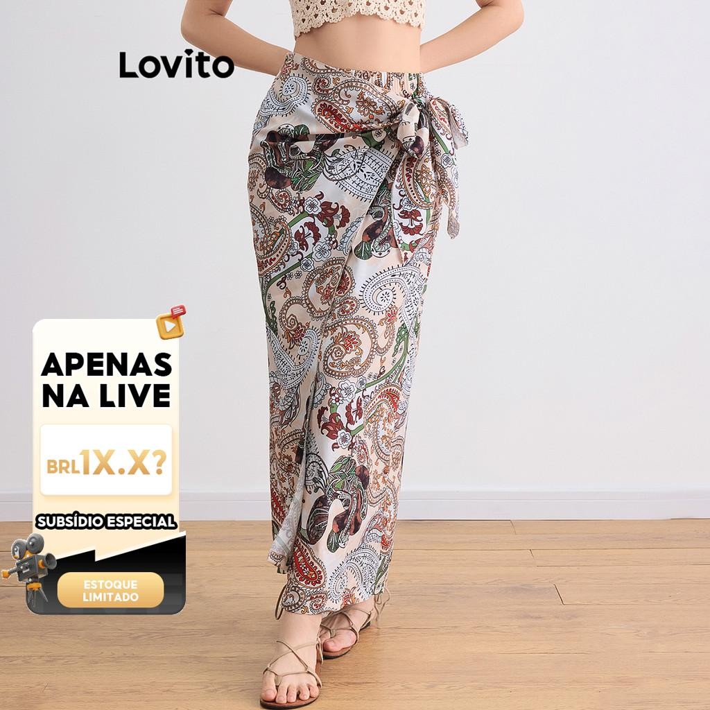 (LIVE STREAM SALE) Lovito Saia com estampa tribal boho para mulheres L105MD406 em Oferta na Shopee