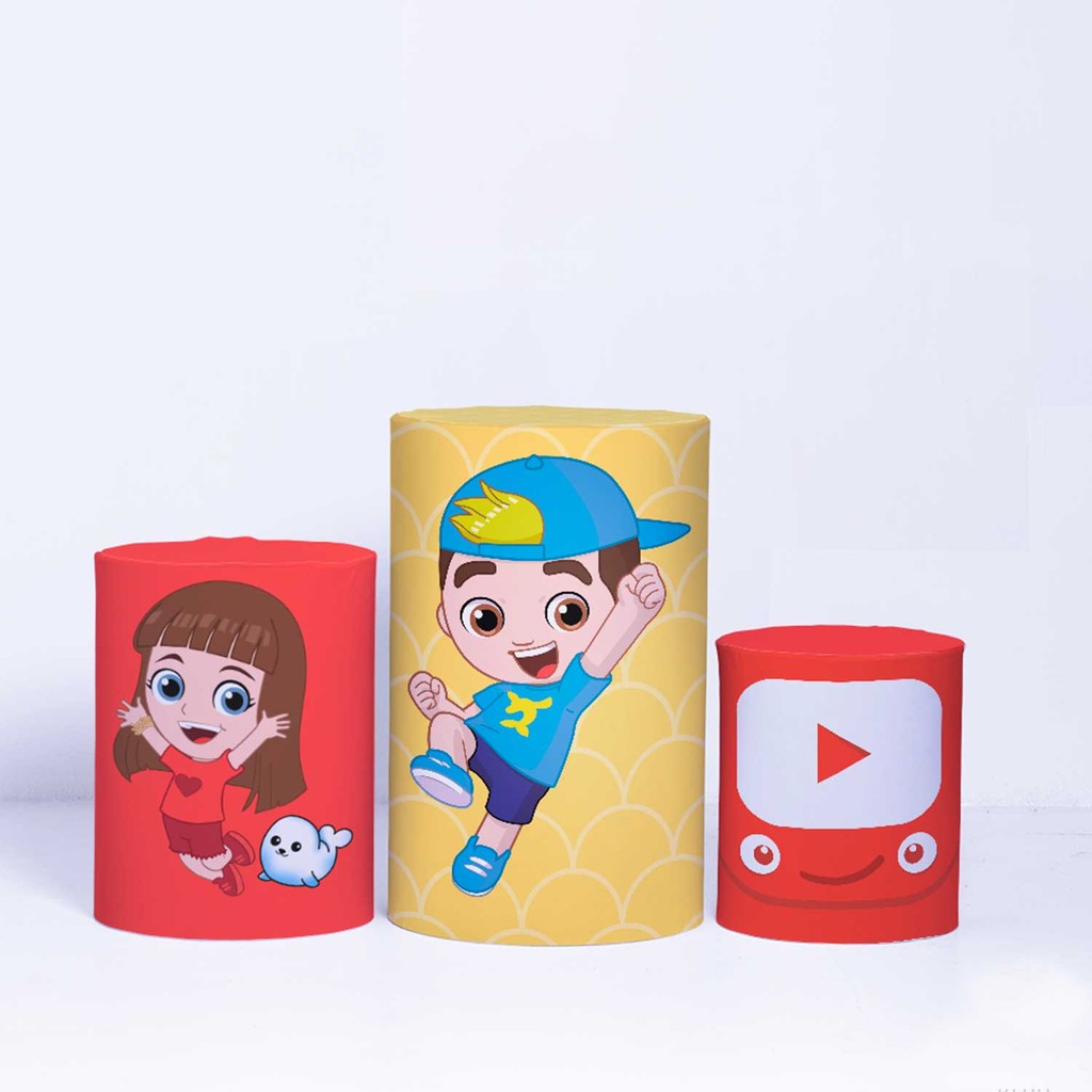 Trio de Capa Cilindro para Festa Infantil Veste Fácil c/ Elástico Lucas Neto