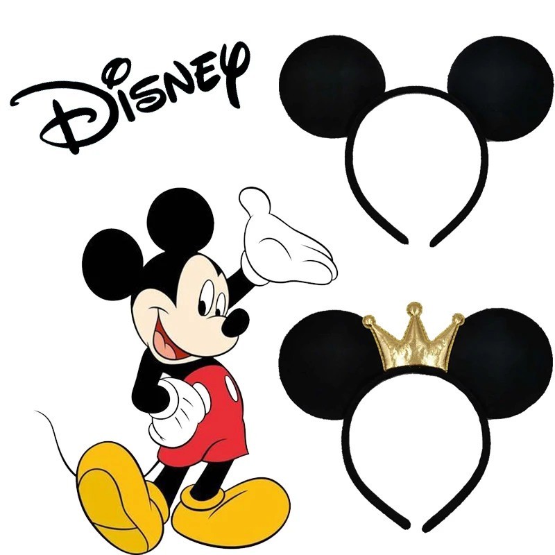 Disney Orelhas Grandes Moda Mickey Mouse Headbands Feminino Bonito Simples Clássico Minnie Hairbands Meninas Arco Preto 