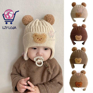 Inverno Bebê Gorro Boné Dos Desenhos Animados Urso Proteção De Orelha Chapéu De Malha Para Da Criança Meninos Meninas Bo em Oferta na Shopee