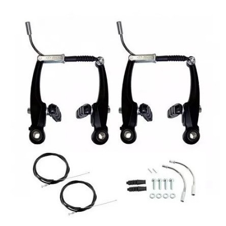 Freio V-brake de Nylon Preto para Bike Bicicleta Completo C/ Cabos e conduite resistente promoção
