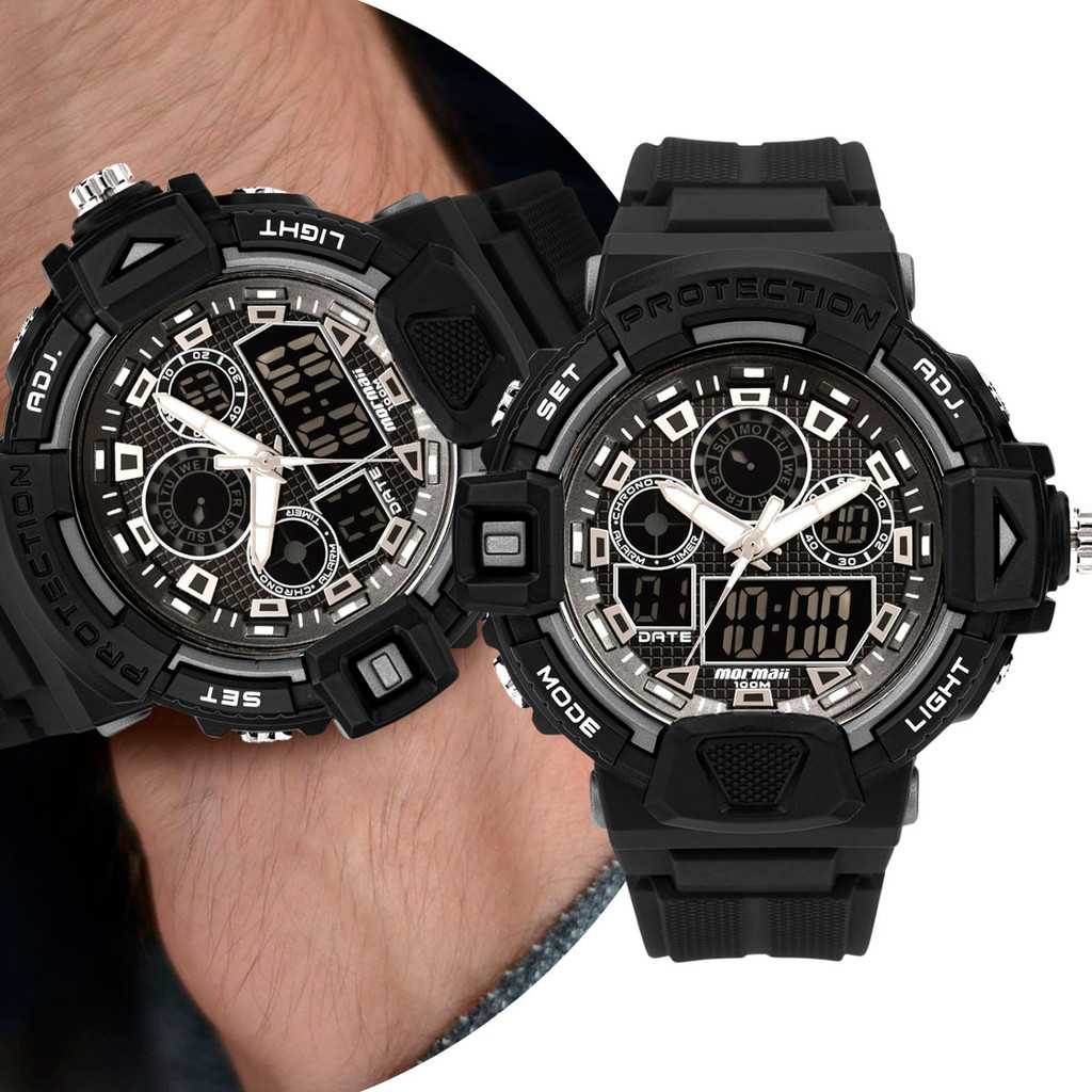 Relógio Masculino Digital Preto Esportivo Militar Mormaii