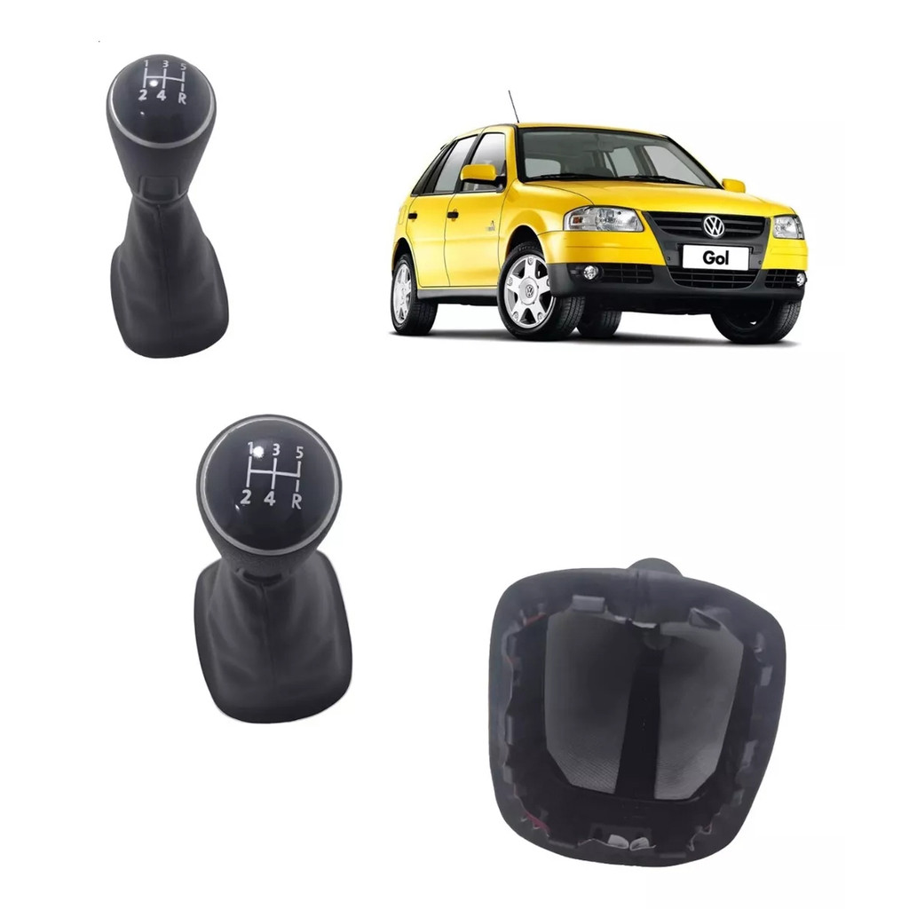 Coifa + Manopla Cambio Gol Parati G4 Manopla Aro Cromado