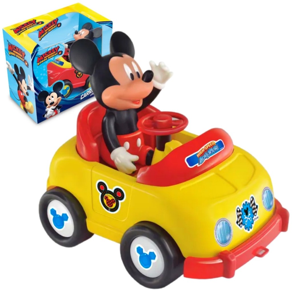 Mickey Mouse No Carrinho Boneco Vinil Articulado Disney