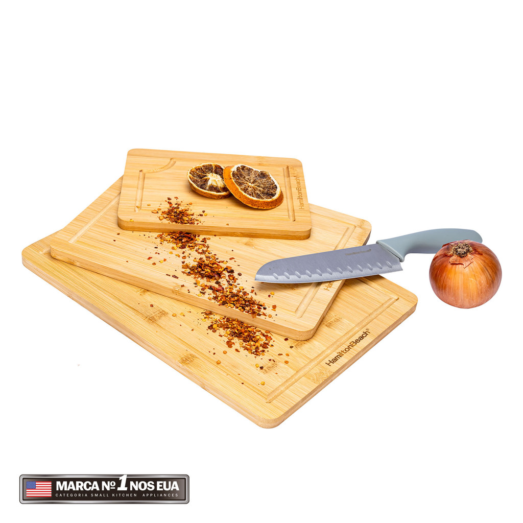 Kit de Tábuas de Corte Bambu Churrasco Hamilton Beach 3 peças Sustentável em Oferta na Shopee